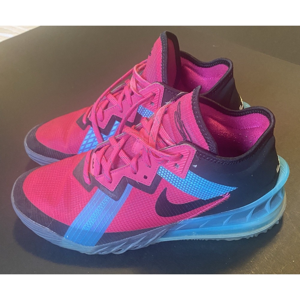 Nike LeBron 18 Low Fireberry Pink Blue CV7562-600 Men's Size 9.5 Fast Ship